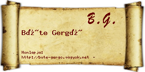 Büte Gergő névjegykártya